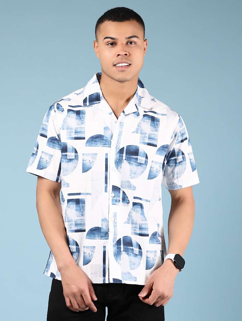 men printed short sleeve regular fit casual shirt - 21863119 -  Standard Image - 1