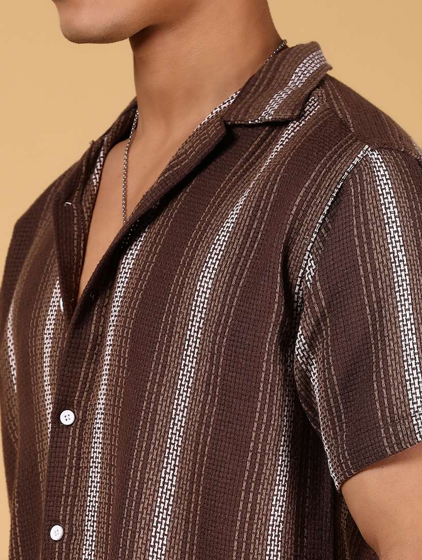 men striped short sleeve regular fit casual shirt - 21863122 -  Standard Image - 4