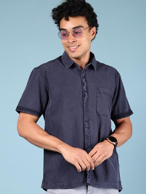 men solid short sleeve regular fit casual shirt - 21863124 -  Standard Image - 0