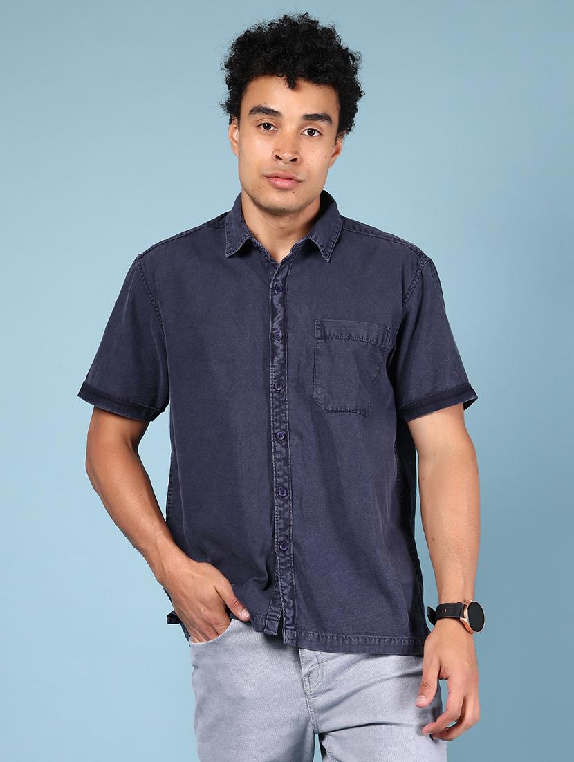 men solid short sleeve regular fit casual shirt - 21863124 -  Standard Image - 1