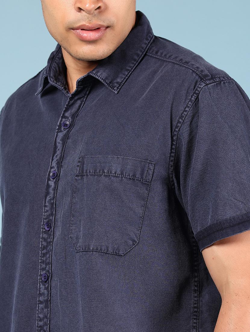 men solid short sleeve regular fit casual shirt - 21863124 - Standard Image - 4