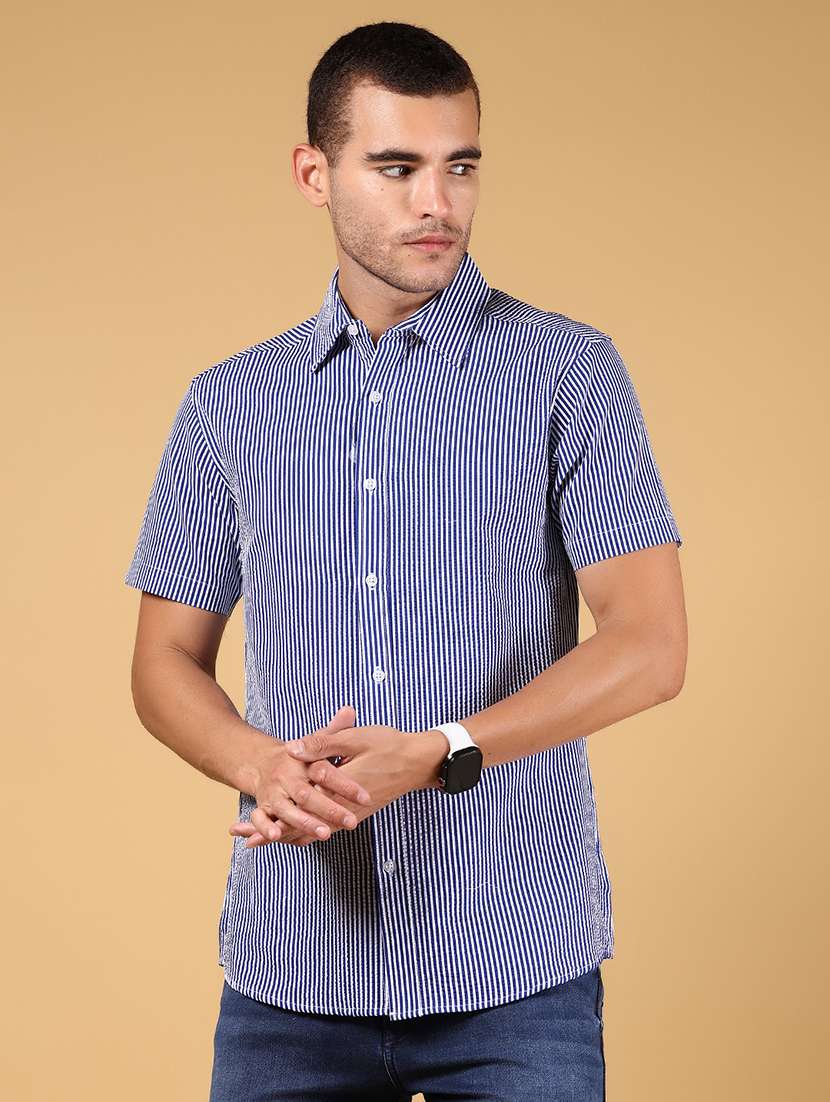men striped short sleeve regular fit casual shirt - 21863127 -  Standard Image - 1