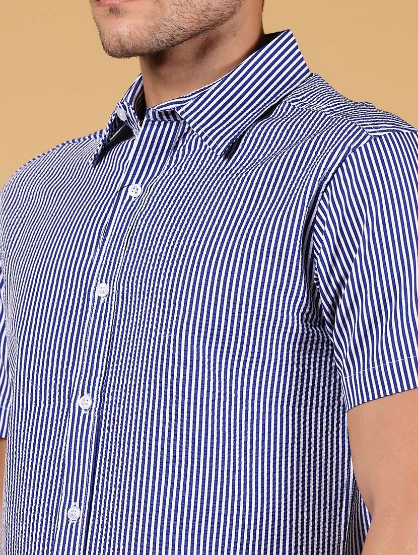 men striped short sleeve regular fit casual shirt - 21863127 -  Standard Image - 4