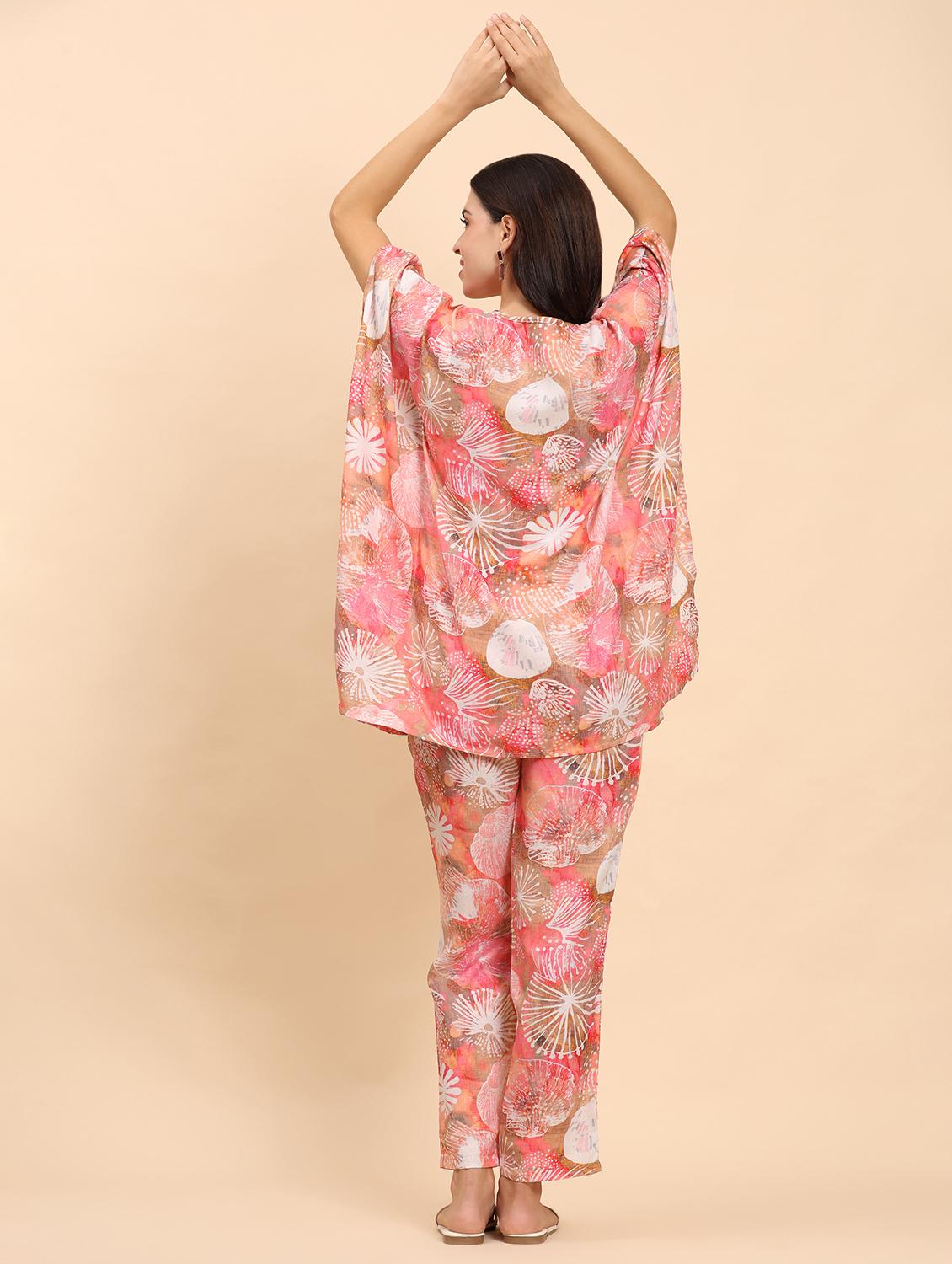 women printed kaftan top and trouser co-ord set - 21863835 - Standard Image - 4