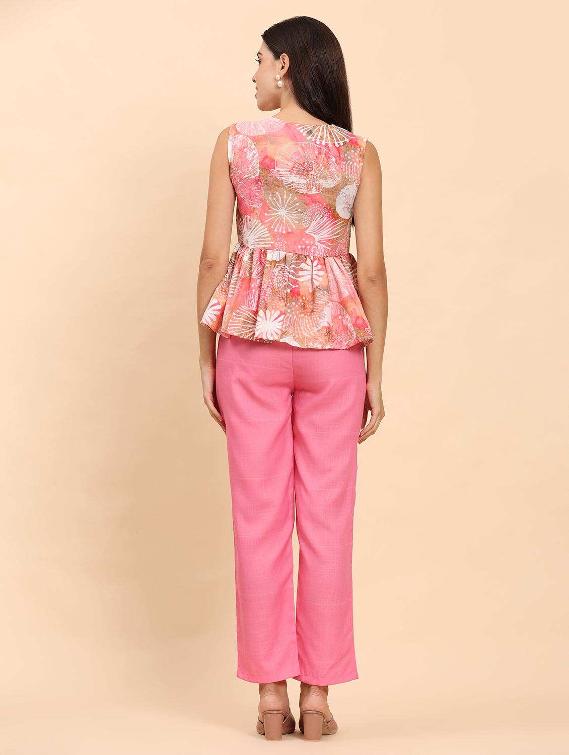 women printed top and trouser co-ord set - 21863845 - Standard Image - 4