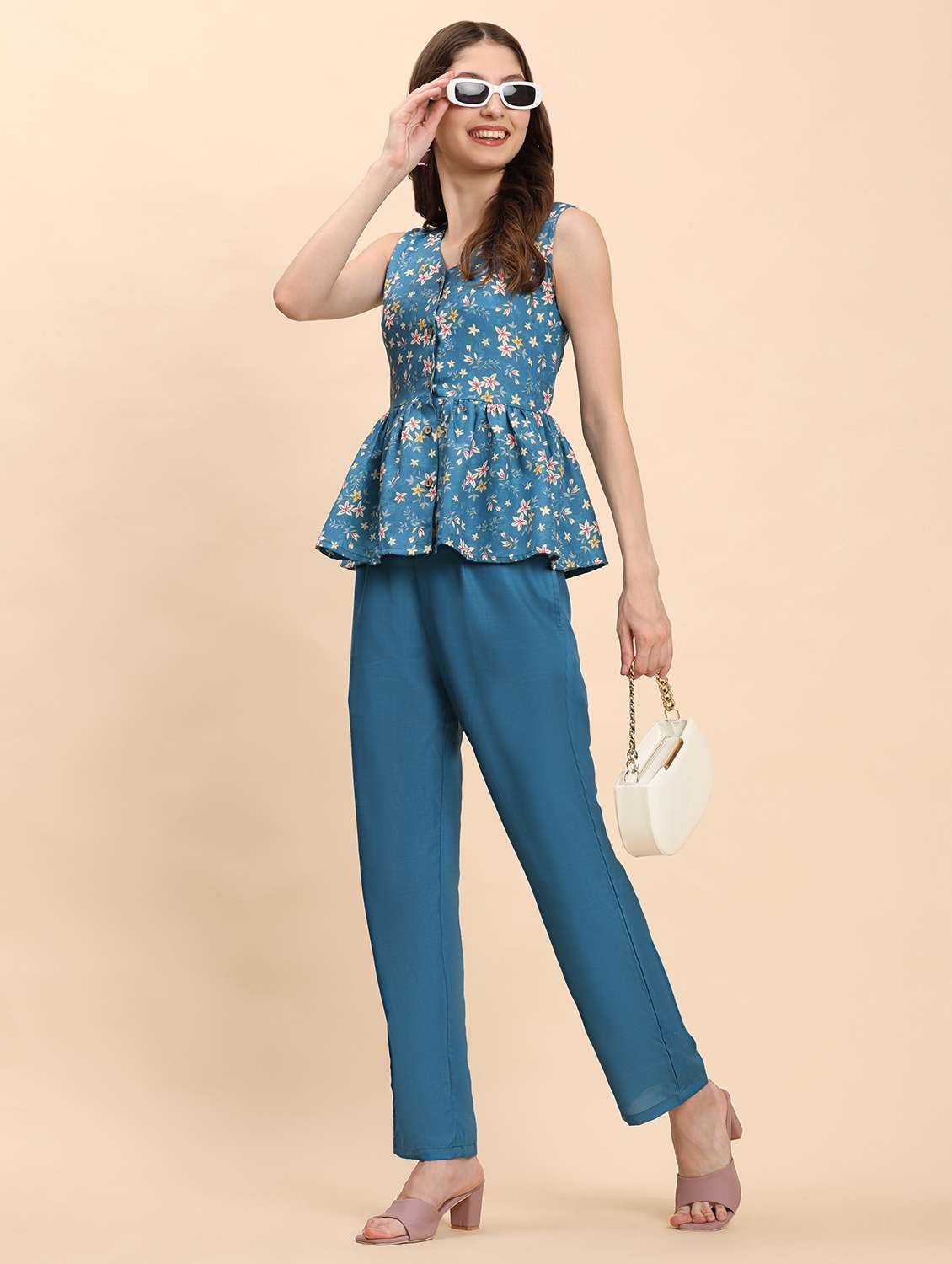 women printed top and trouser co-ord set