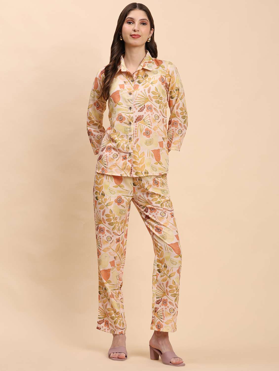 women printed shirt and trouser co-ord set - 21863869 -  Standard Image - 1