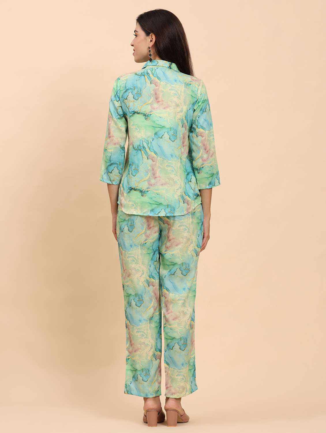 women printed shirt and trouser co-ord set - 21863870 - Standard Image - 4