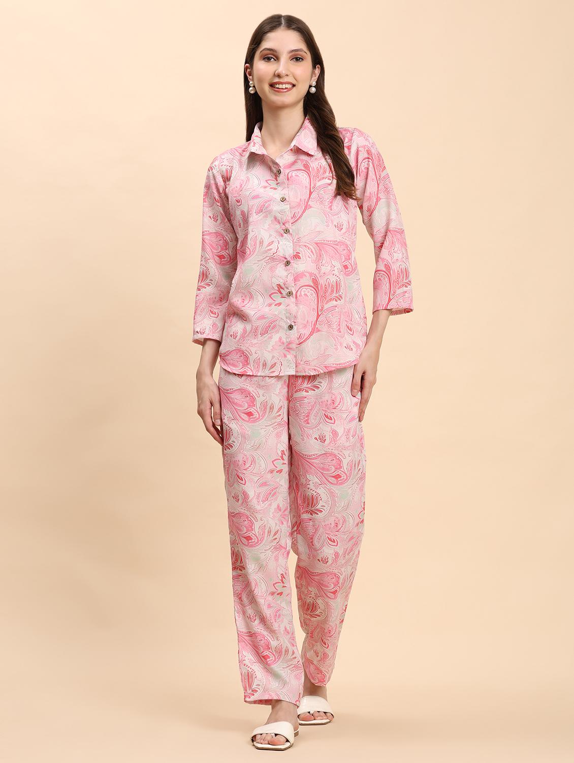 women paisley printed shirt and trouser co-ord set - 21863872 - Standard Image - 1