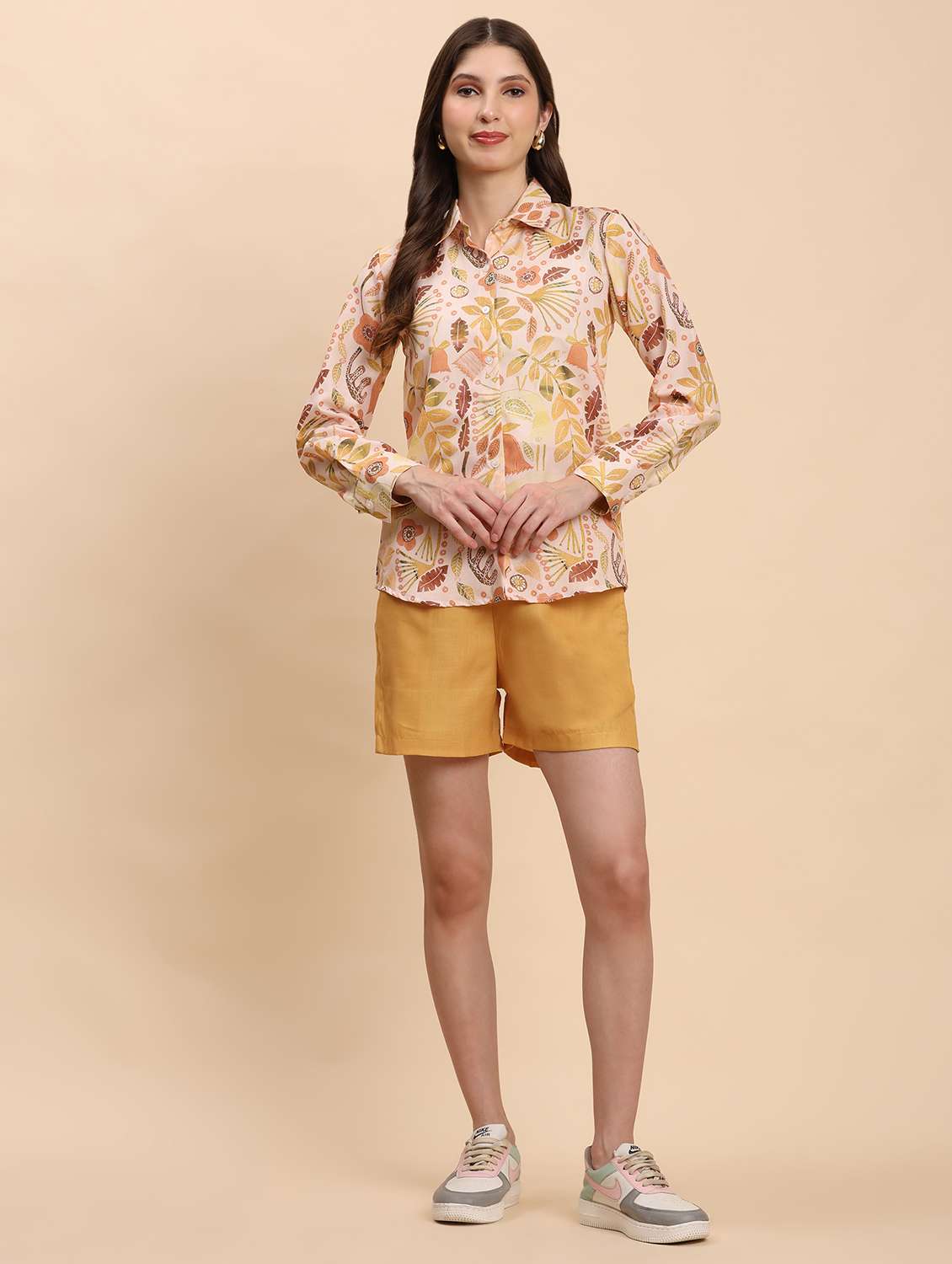 women printed shirt & shorts co-ord set - 21863879 -  Standard Image - 1