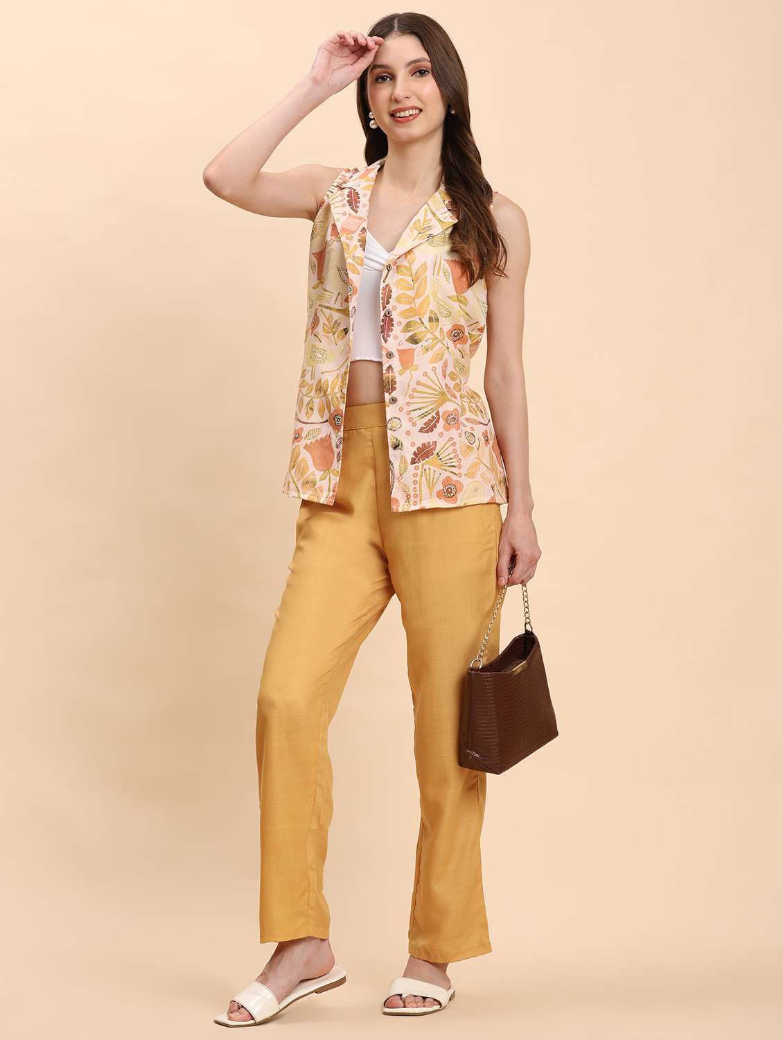 women printed shirt and trouser co-ord set