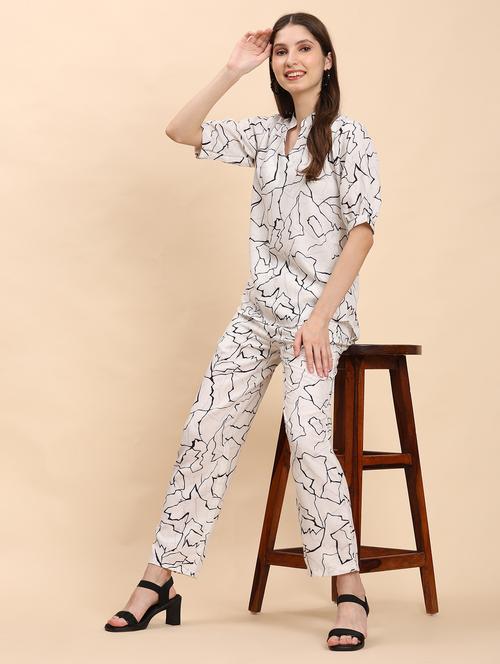 women printed top and trouser co-ord set - 21863896 - Standard Image - 0