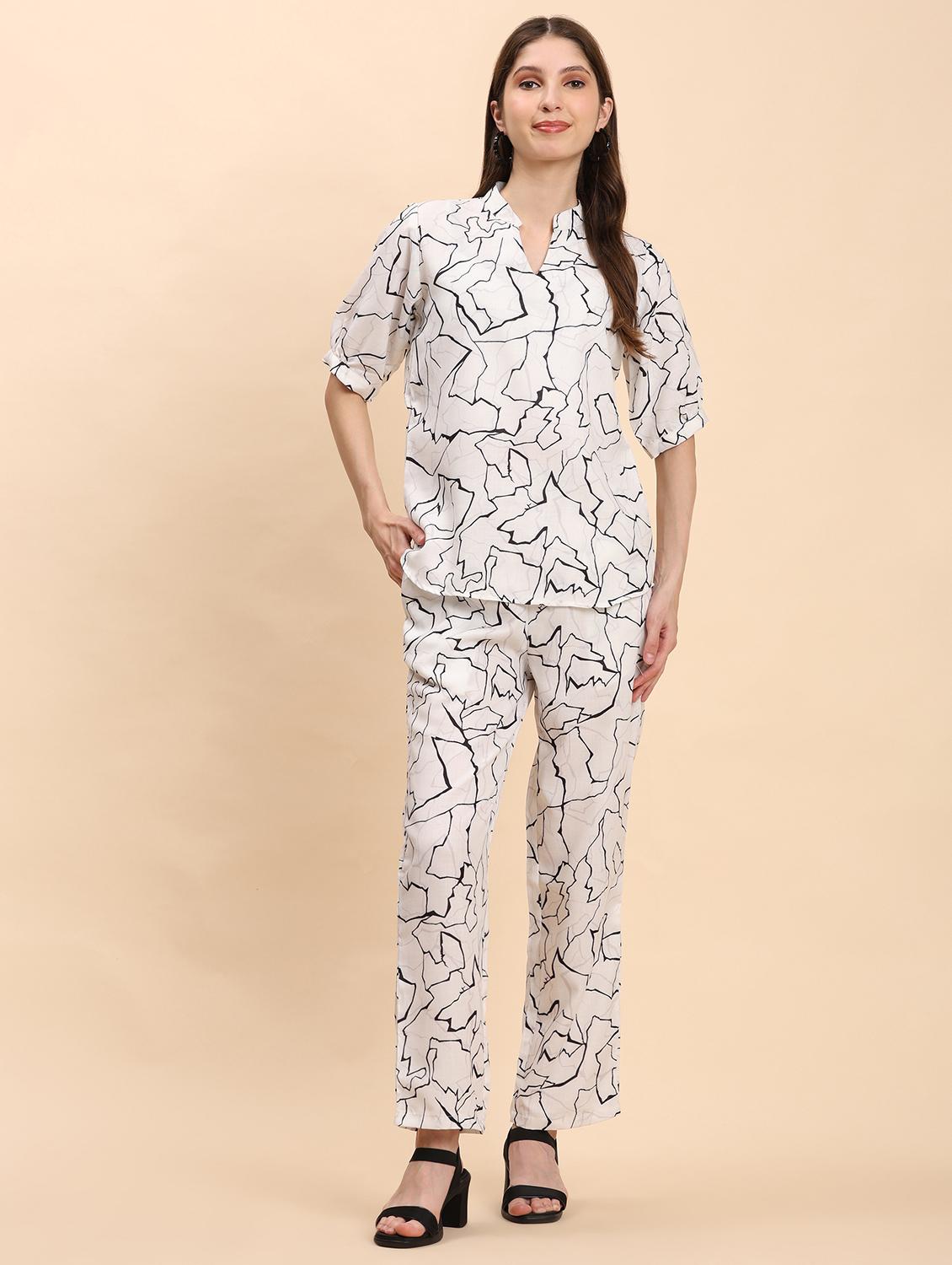 women printed top and trouser co-ord set - 21863896 - Standard Image - 1
