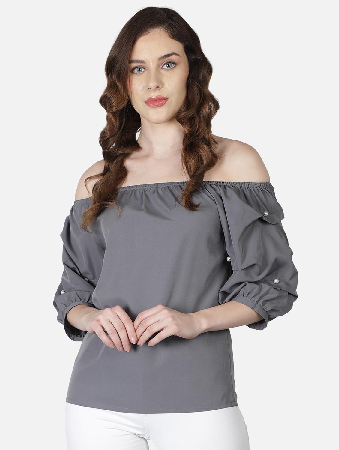 women solid off shoulder regular top - 21863994 - Zoom Image - 0