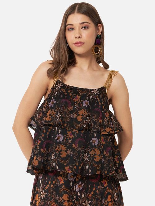women printed shoulder strap layered top - 21864004 -  Standard Image - 0