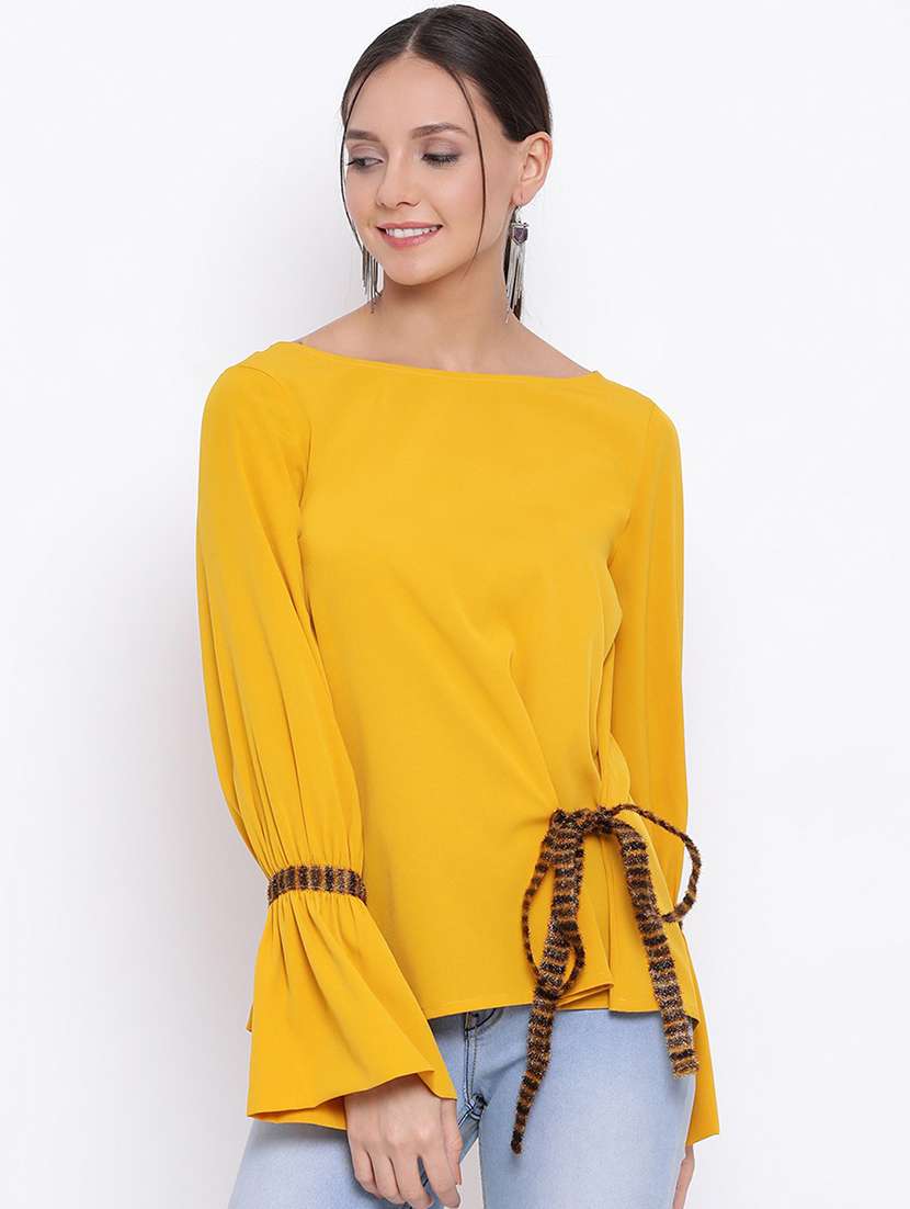 women solid bell sleeves regular top - 21864013 - Zoom Image - 0