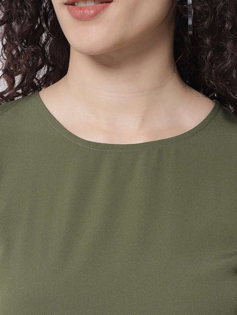 women solid long sleeves tie up detailed regular top - 21864017 -  Standard Image - 4