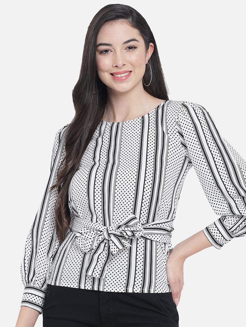 women printed puff sleeves tie up detilaed regular top - 21864020 -  Zoom Image - 0