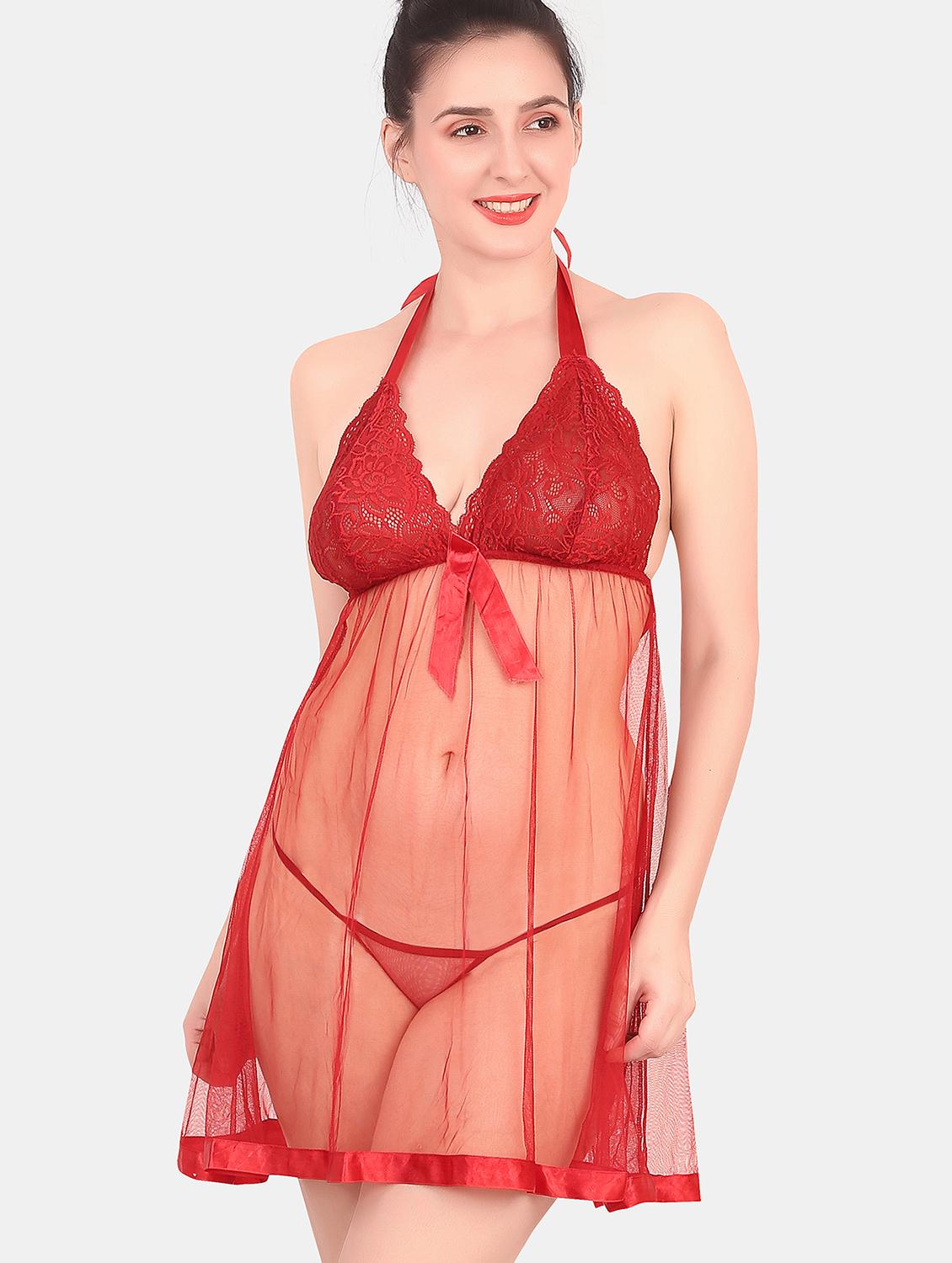 women halter neck lace babydoll - 21864053 - Standard Image - 1