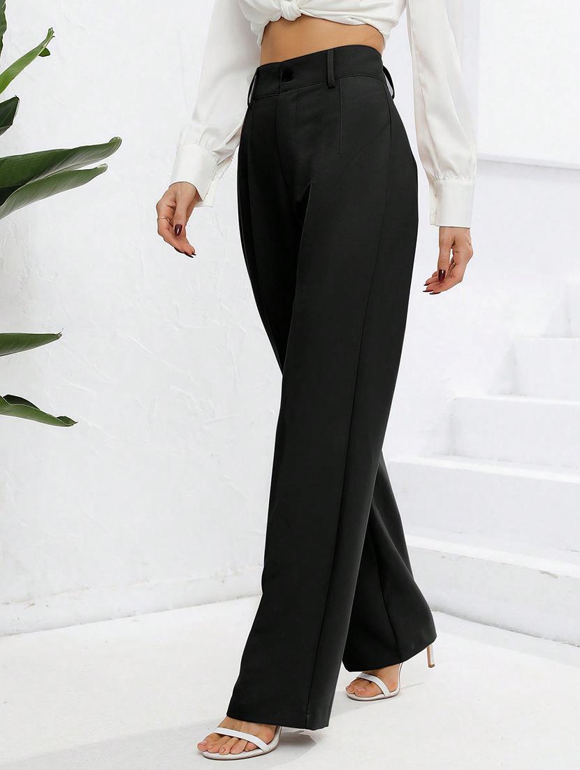women high rise pleated straight trouser - 21864127 - Standard Image - 1