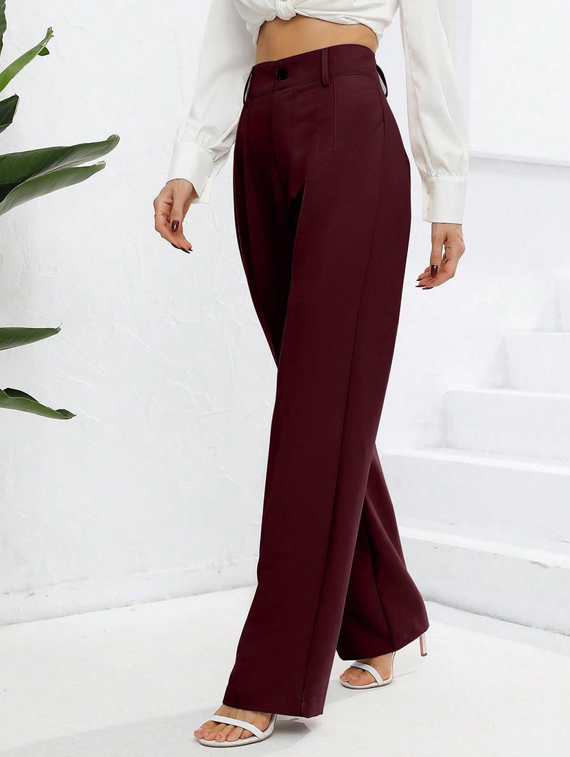 women high rise pleated straight trouser - 21864128 - Standard Image - 1