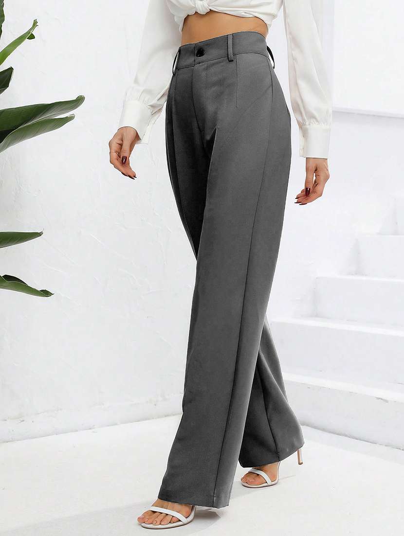 women high rise pleated straight trouser - 21864129 -  Standard Image - 1