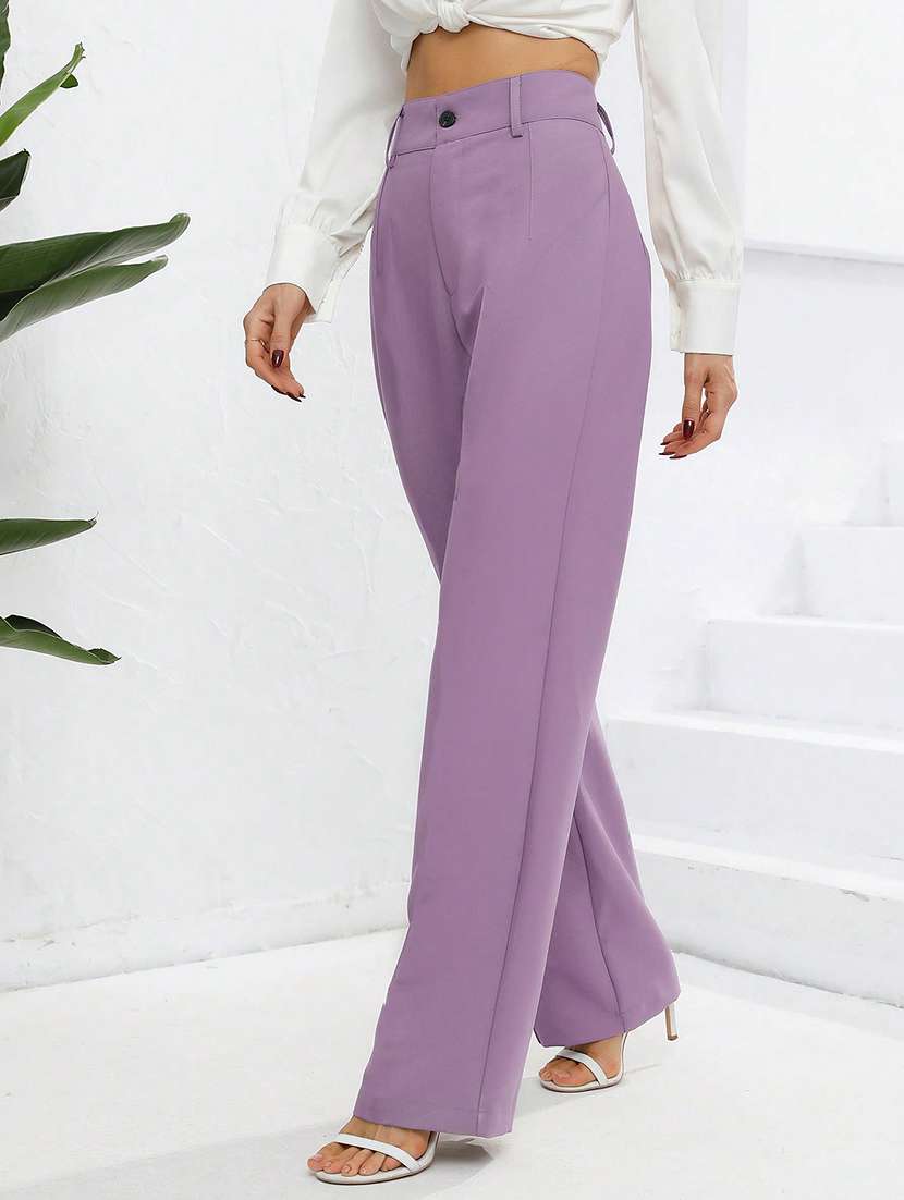 women high rise pleated straight trouser - 21864130 -  Standard Image - 1