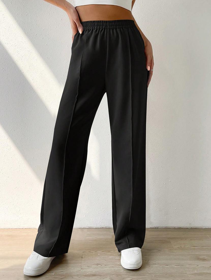 women high rise pleated straight trouser - 21864131 - Standard Image - 1