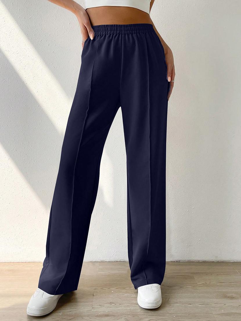 women high rise pleated straight trouser - 21864132 - Standard Image - 1