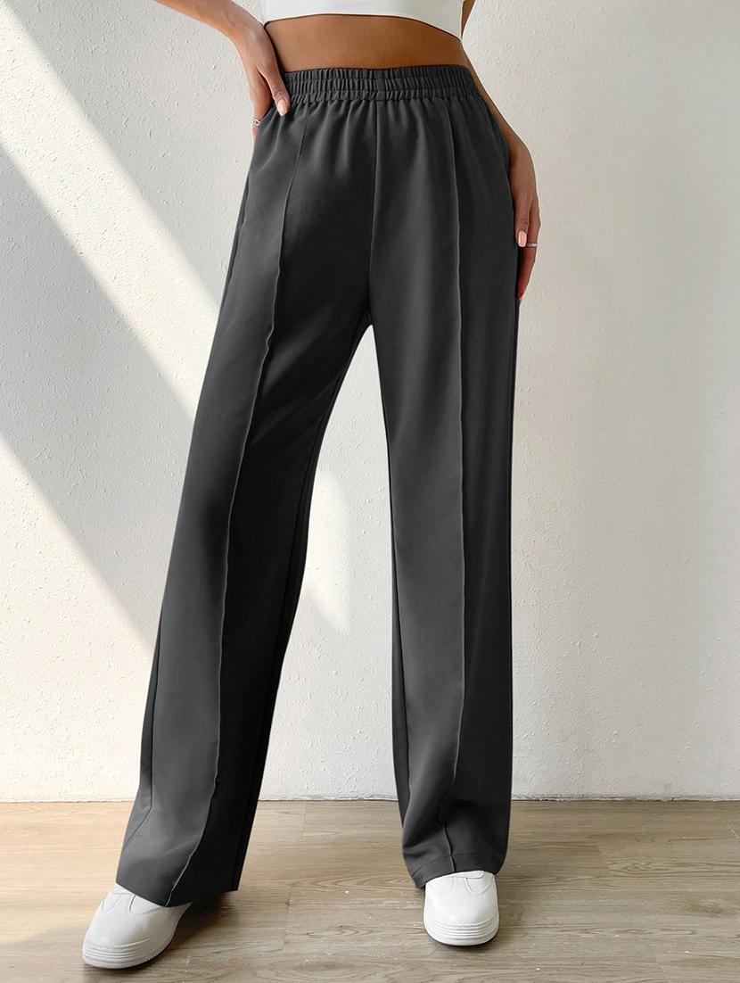 women high rise pleated straight trouser - 21864133 - Standard Image - 1