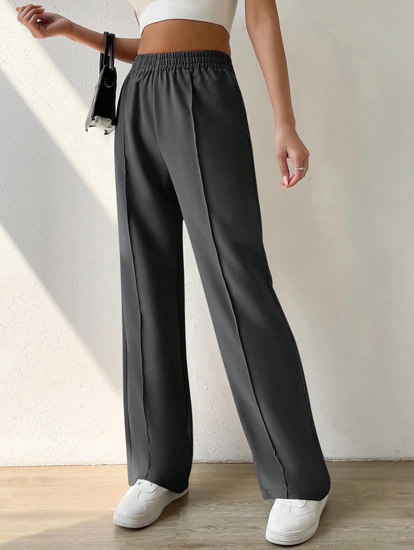 women high rise pleated straight trouser - 21864133 - Standard Image - 4