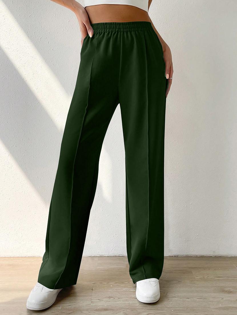 women high rise pleated straight trouser - 21864134 - Standard Image - 1