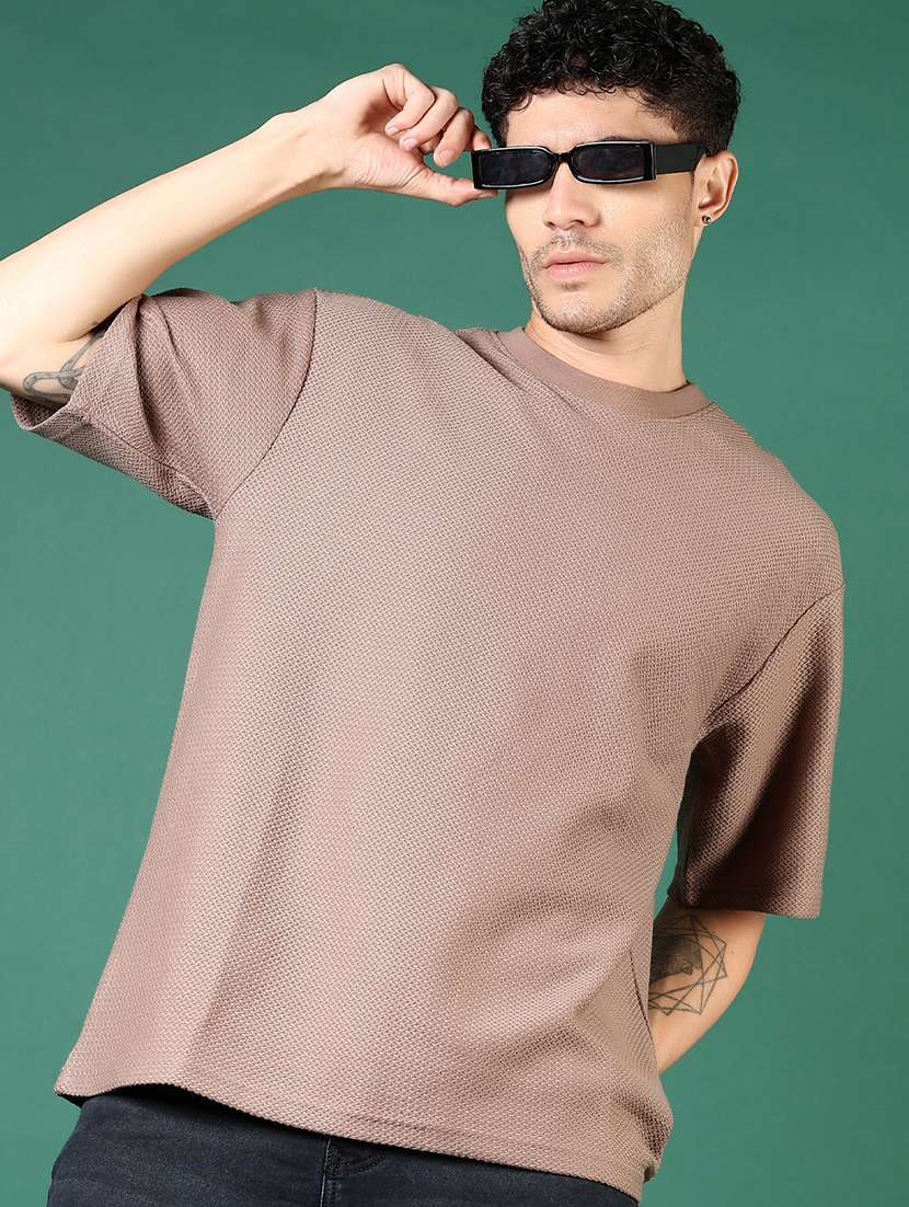 men solid short sleeves loose fit t-shirt