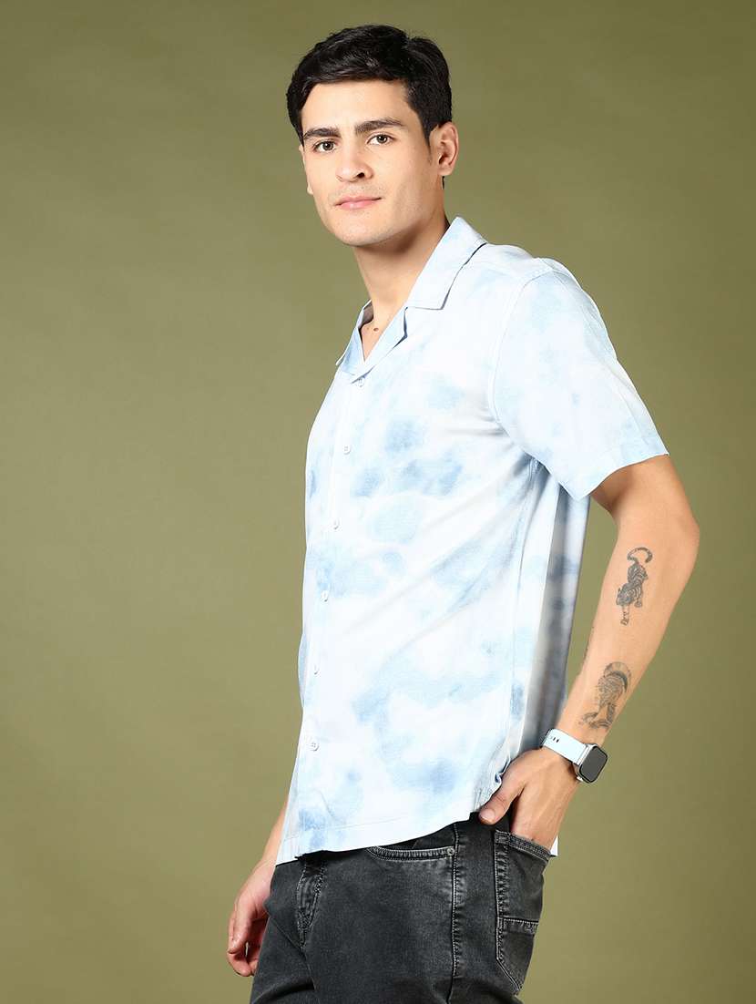 men printed short sleeve regular fit casual shirt - 21864317 -  Standard Image - 1
