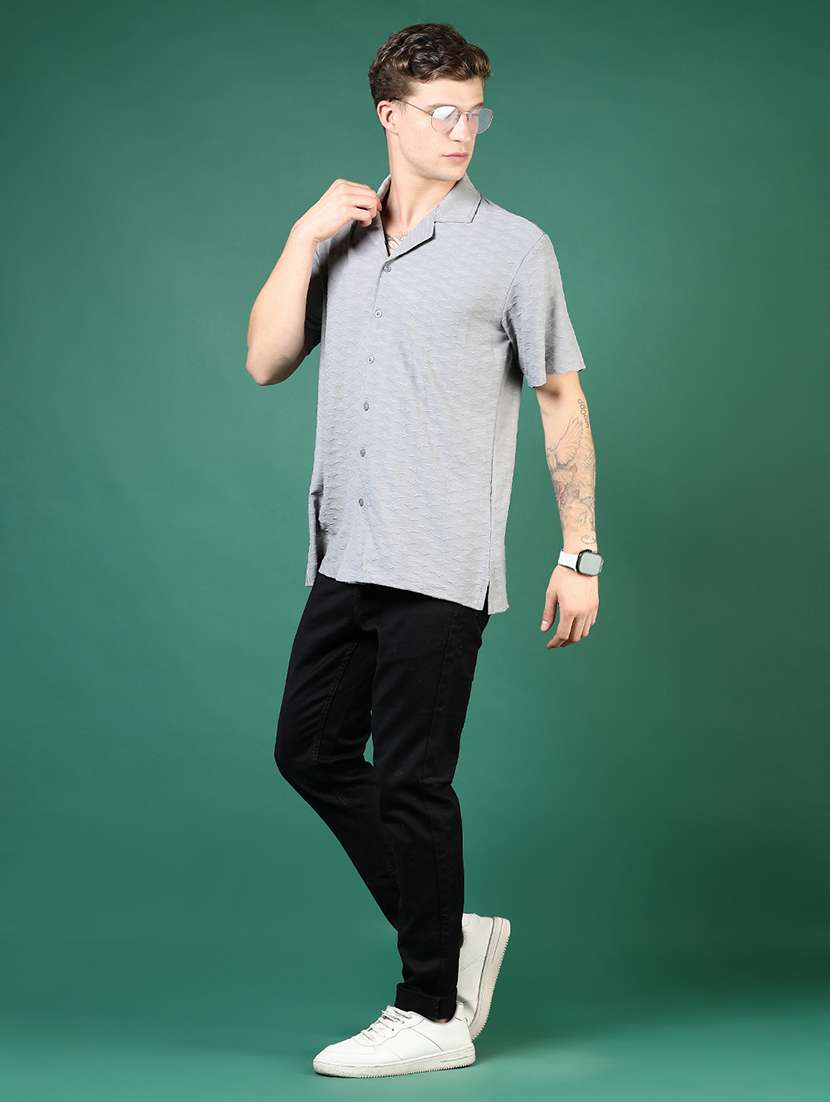 men textured cuban colared casual shirt - 21864323 -  Standard Image - 6