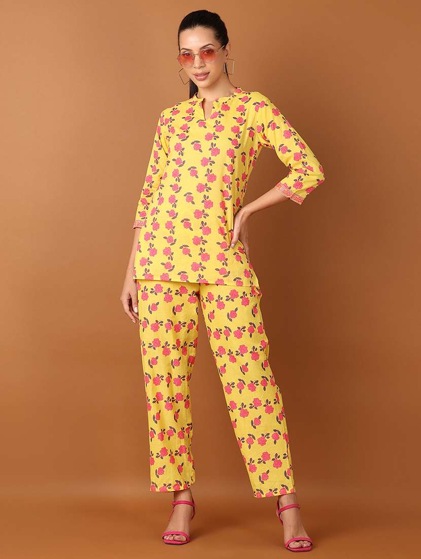 mustard cotton coord set