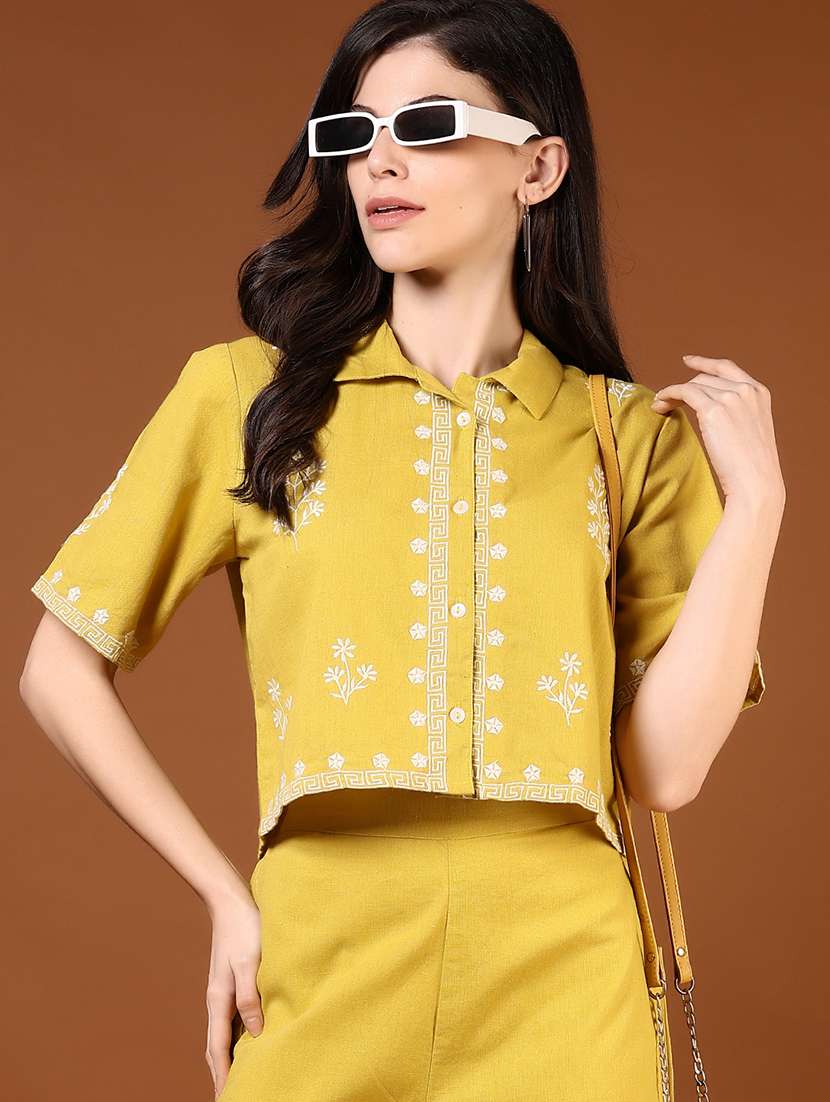 women embroidered short sleeve regular fit top