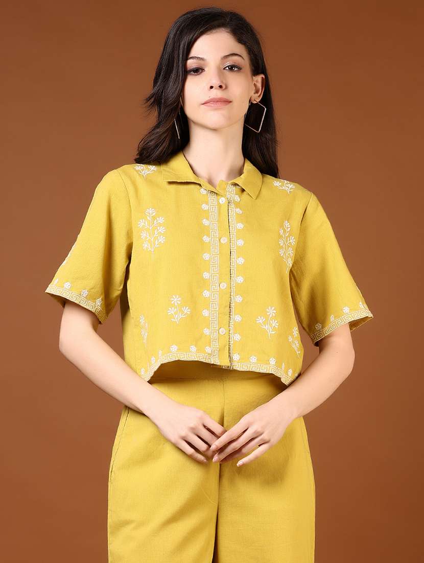 women embroidered shirt and trouser co-ord set - 21864389 -  Standard Image - 1