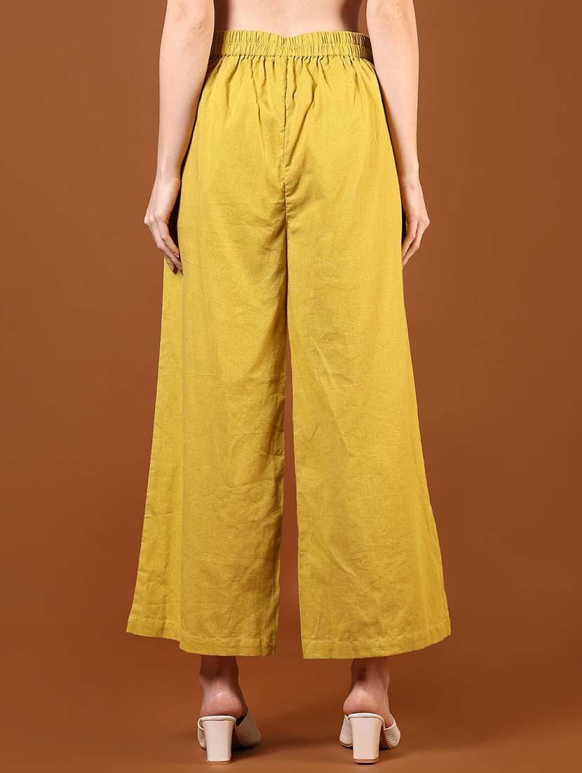 women solid high rise wide leg trouser - 21864390 -  Standard Image - 1