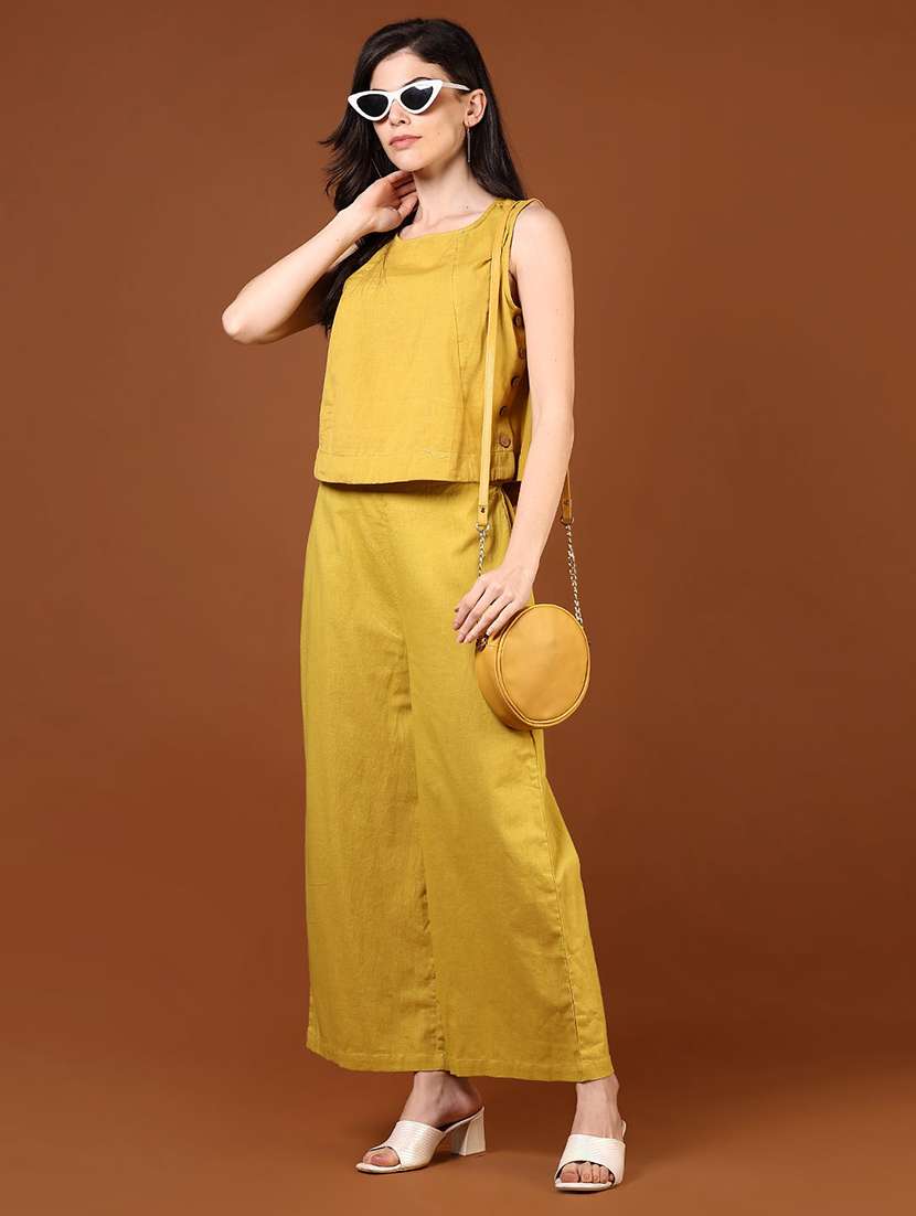 women solid high rise wide leg trouser - 21864390 -  Standard Image - 4