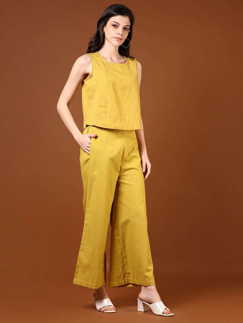 women solid high rise wide leg trouser - 21864390 -  Standard Image - 6