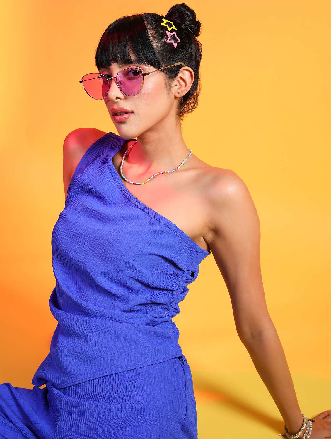 women solid top and trouser co-ord set