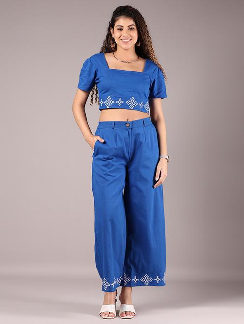women embroidered top and trouser co-ord set - 21864418 -  Standard Image - 0