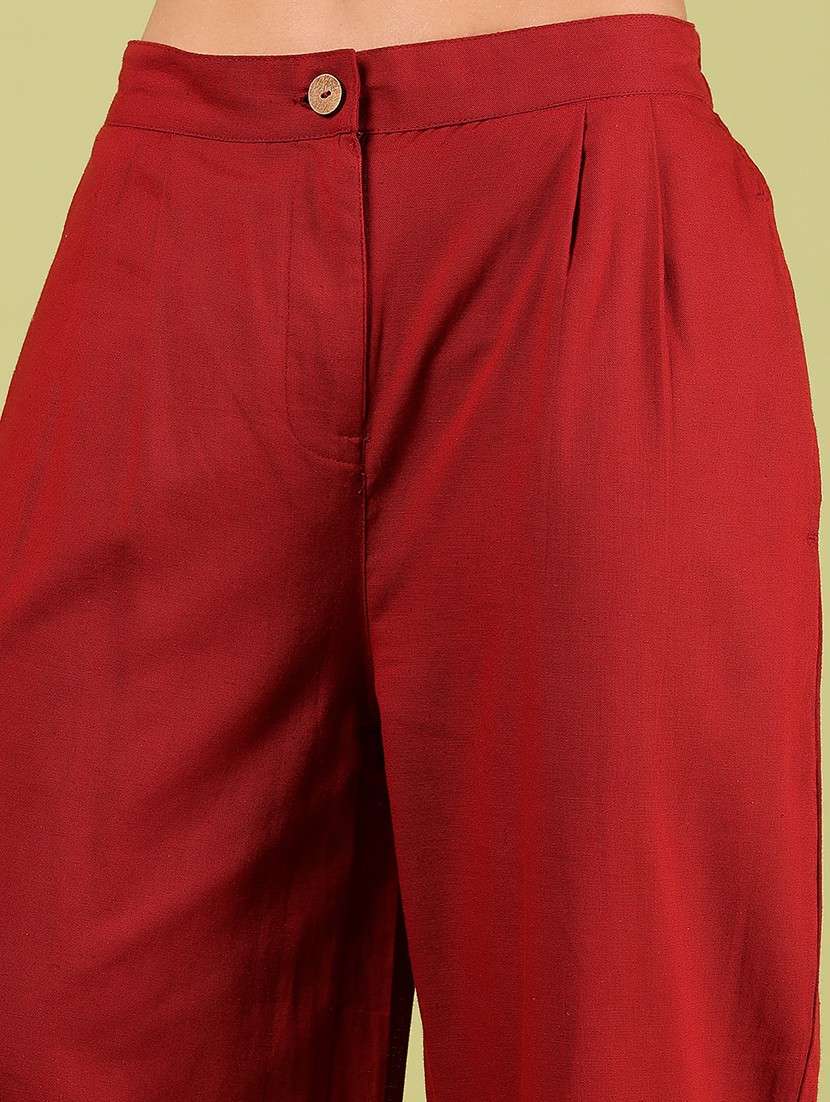 women solid mid rise straight fit trouser - 21864443 -  Standard Image - 4