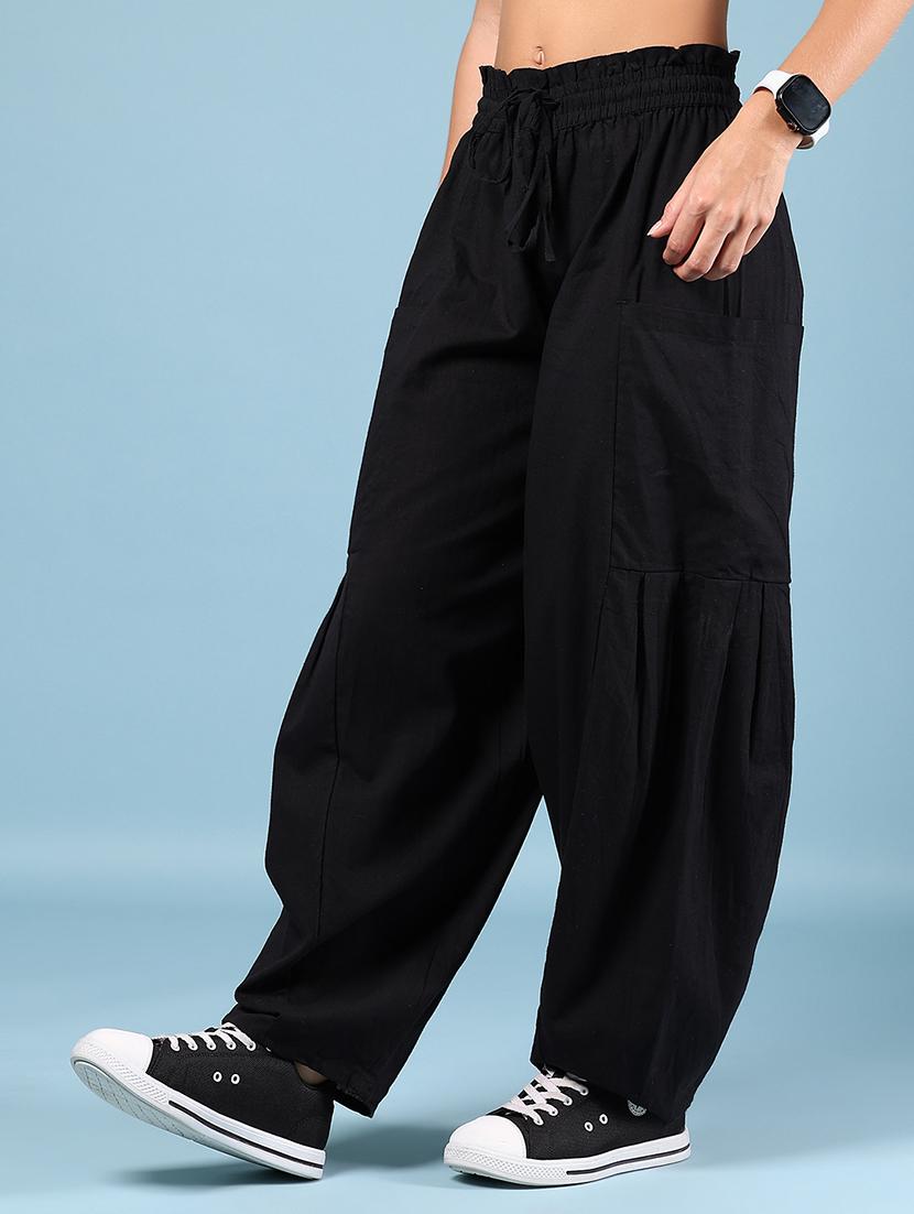 women black solid high rise peg trouser - 21864444 -  Zoom Image - 0