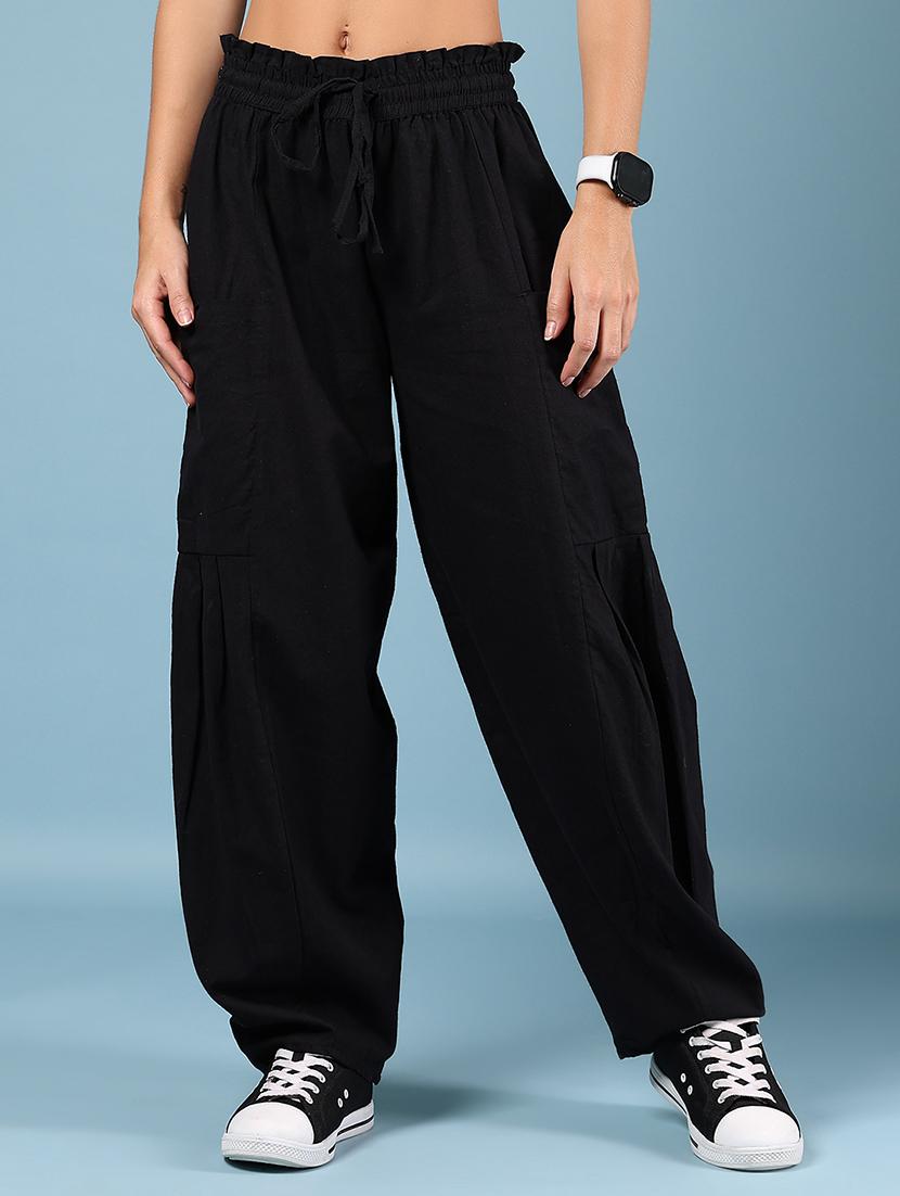 women black solid high rise peg trouser - 21864444 - Standard Image - 1