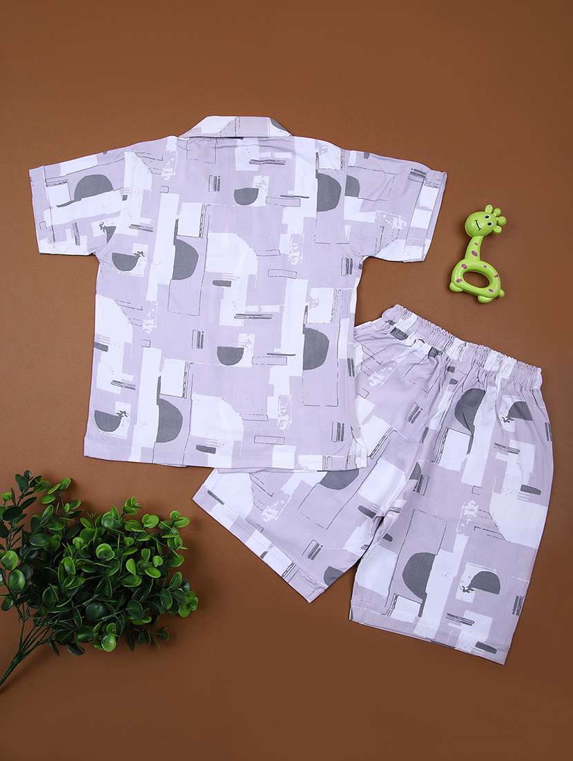 boys printed shirt and short co-ord set - 21864601 -  Standard Image - 1