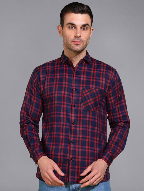 men checked long sleeve regular fit casual shirt  - 21866511 -  Standard Image - 0