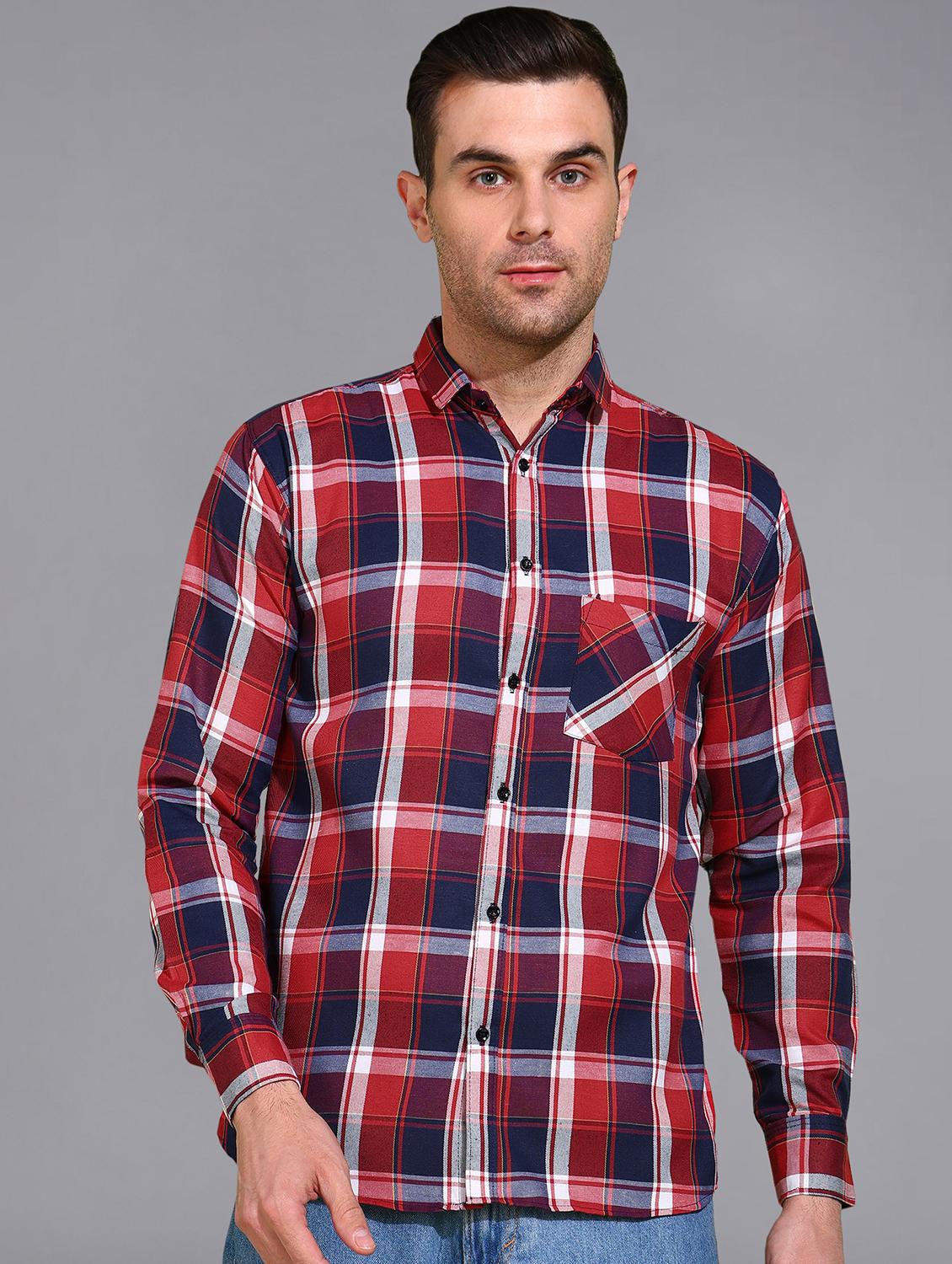 men checked long sleeve regular fit casual shirt  - 21866513 -  Zoom Image - 0