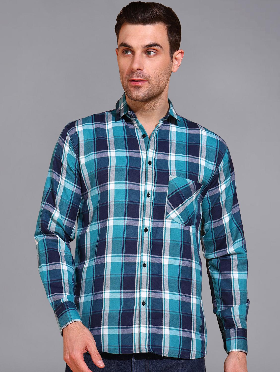 men checked long sleeve regular fit casual shirt  - 21866514 -  Zoom Image - 0